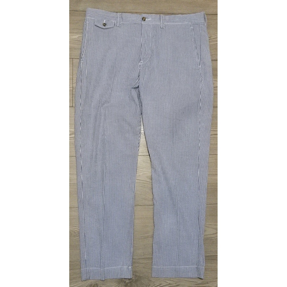 Polo Ralph Lauren Seersucker Pants Mens 35x30 Blue Striped Stretch Straight Fit